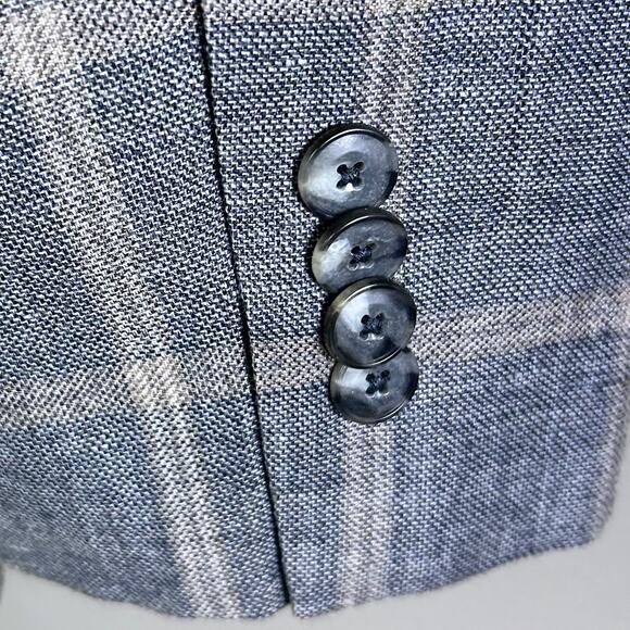 Jos A Bank sportcoat men's 38 R Scottish plaid linen‎ wool gray Tailored brrr - Picture 9 of 14